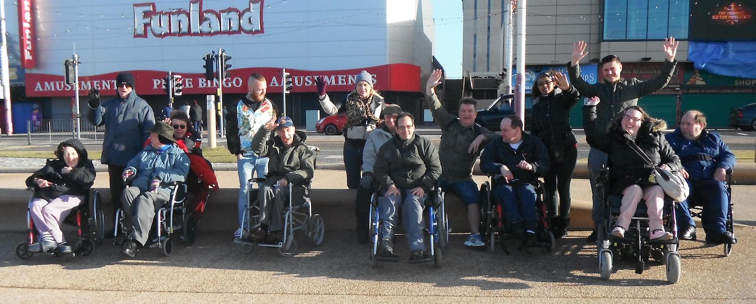 disabled people having a fun holiday at the Bond hotel